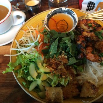 Ba Bar - Noodle dish with shrimp and pork imperial egg rolls. So delicious!!! Good drip coffee with cream, too. - Vietnamese Near Me - Seattle, Washington Ba Bar - Noodle dish with shrimp and pork imperial egg rolls. So delicious!!! Good drip coffee with cream, too. - Vietnamese Near Me - Seattle, Washington