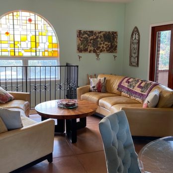Villa Appalaccia Winery - living room with stained glass windows - Wineries Near Me - Floyd, Virginia Villa Appalaccia Winery - living room with stained glass windows - Wineries Near Me - Floyd, Virginia
