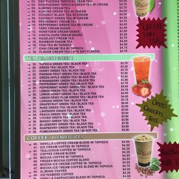 Tealicious Cafe - Menu #1 - Bubble Tea Near Me - San Antonio, Texas