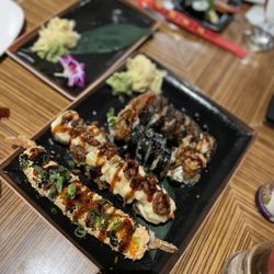 8 Asian Restaurant - Mountain roll, honey walnut prawn roll, spider roll, and Seattle roll