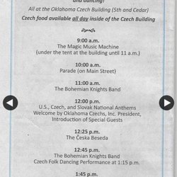 Czech Festival - Oct 1 2022 Schedule