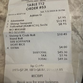 Sushi 805 - I am allergic to wasabi! It was in my food & I had to go to the ER! - Japanese Near Me - Grover Beach, California Sushi 805 - I am allergic to wasabi! It was in my food & I had to go to the ER! - Japanese Near Me - Grover Beach, California