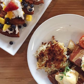 Early Bird - Tropical waffle and the Frank Lloyd eggs Benedict. Food babies are real, and so satisfying. - New American Near Me - Fullerton, California Early Bird - Tropical waffle and the Frank Lloyd eggs Benedict. Food babies are real, and so satisfying. - New American Near Me - Fullerton, California