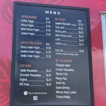 Lion Coffee Mobile Cafe - menu and prices - Coffee & Tea Near Me