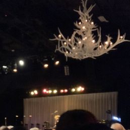 Stage and Antler chandelier at Veil Pavilion Stage and Antler chandelier at Veil Pavilion
