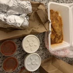 Los Tacos - Chile Relleno - two shrimps tacos- guac ($5 and change mind you) and queso...rip off!!! And gross.