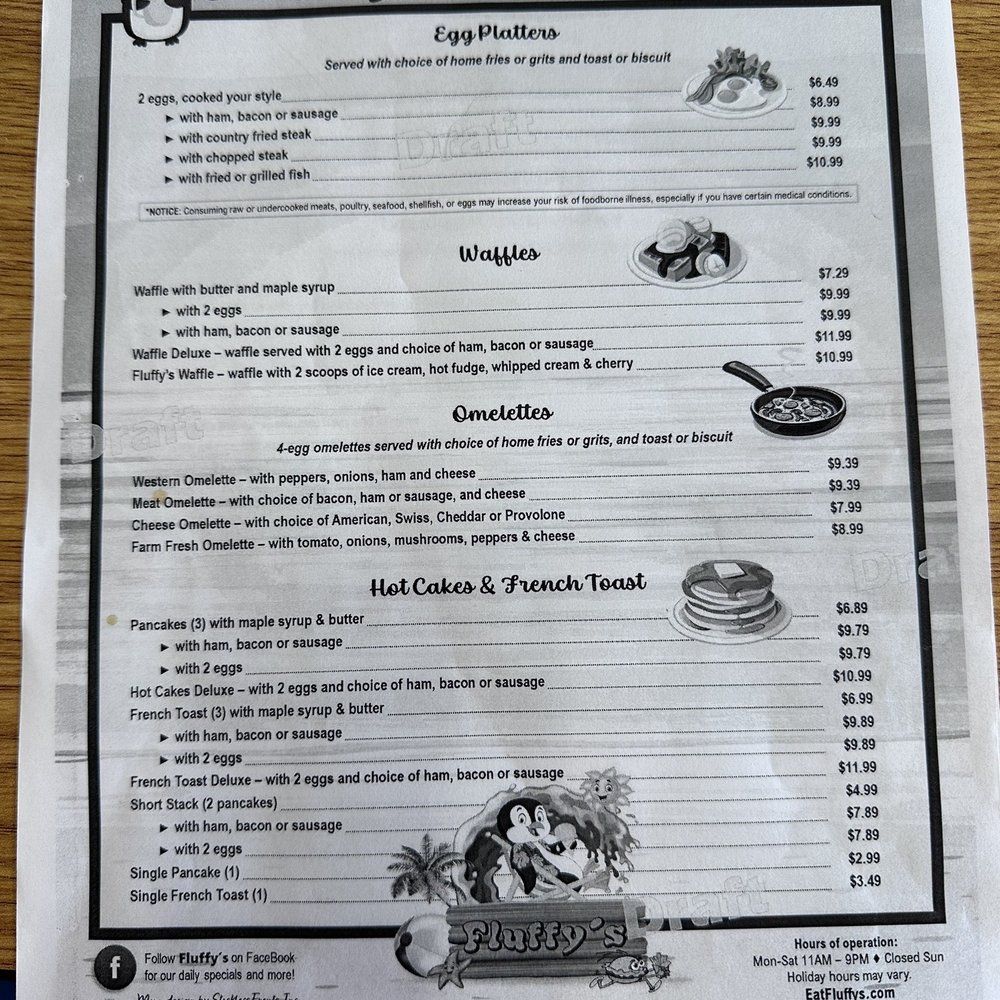 Fluffy's - Breakfast menu - Breakfast & Brunch Near Me - Winter Haven, Florida Fluffy's - Breakfast menu - Breakfast & Brunch Near Me - Winter Haven, Florida