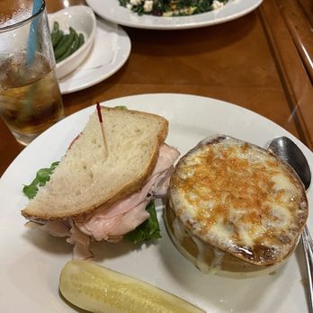 Champagnes Kitchen - Soup - French onion and half sandwich turkey - Breakfast & Brunch Near Me - Newport Beach, California Champagnes Kitchen - Soup - French onion and half sandwich turkey - Breakfast & Brunch Near Me - Newport Beach, California