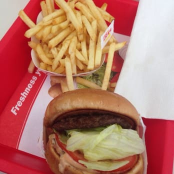 In-N-Out Burger - Hamburger with fries, no onions - Fast Food Near Me - Davis, California In-N-Out Burger - Hamburger with fries, no onions - Fast Food Near Me - Davis, California