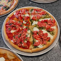Valentino's Pizza - 1/2 tomato basil, 1/2 pesto tomato basil