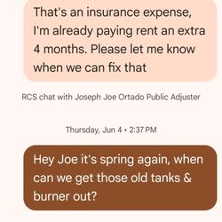 Ortado Joseph Public Adjuster - Texts over 2 years attempting to get him to finish the work. Gave him 1 year. Insurance said to keep trying so he can't deny it