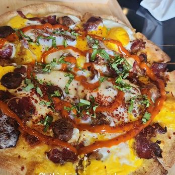 Chai Wallah - Breakfast pizza with sausage and eggs - Coffee & Tea Near Me - Lomita, California