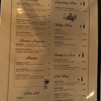 Donna's - Menu - Italian Near Me - Los Angeles, California