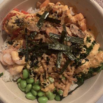 Domoishi - Poke Bowl Pick 3 (Spicy tuna, tuna, and shrimp) - Ramen Near Me - Norfolk, Virginia Domoishi - Poke Bowl Pick 3 (Spicy tuna, tuna, and shrimp) - Ramen Near Me - Norfolk, Virginia