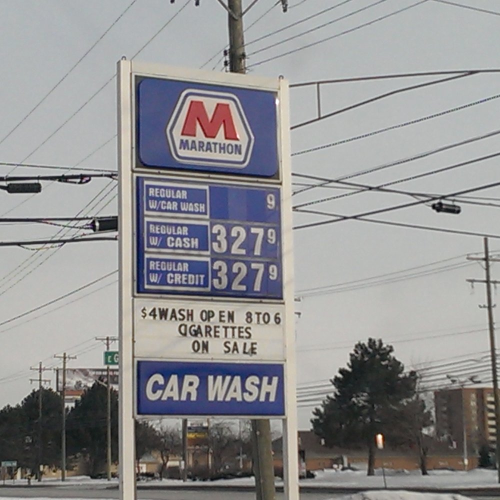 Marathon - a gas station sign in the snow - Gas Stations Near Me - Madison Heights, Michigan Marathon - a gas station sign in the snow - Gas Stations Near Me - Madison Heights, Michigan