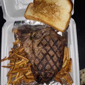 5281 Seafood, Steakhouse and Bar - T T- Bone Steak with double French Fries - New American Near Me - Morrison, Colorado 5281 Seafood, Steakhouse and Bar - T T- Bone Steak with double French Fries - New American Near Me - Morrison, Colorado
