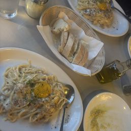 Carbonara with fresh bread Carbonara with fresh bread