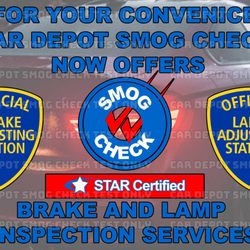 Car Depot Smog Check Test Only and Registration Services - It's finally here...
The moment you have all waited for:
WE ARE NOW BRAKE AND LAMP CERTIFIED