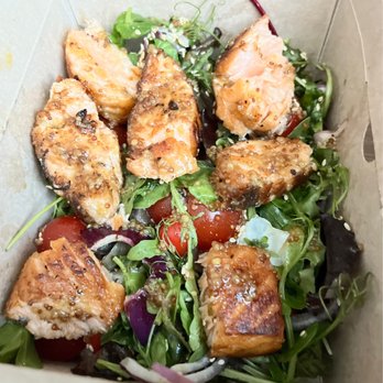 Hellfire - Honey & Mustard salad w/salmon takeaway.  AMAZING! - Steakhouses Near Me - Dublin, D