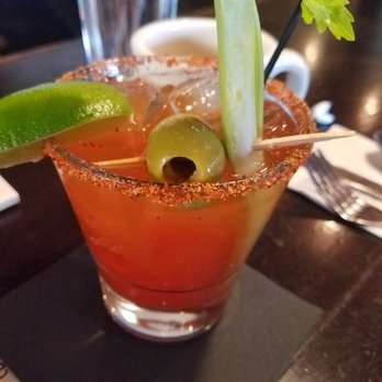 Foxy's Restaurant - Bloody Mary with tahini pepper on the rim. - Diners Near Me - Glendale, California