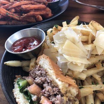 Crooked Gaff Kitchen - Dry Aged Burger  Sweet potato French Fries Truffle Fries Small Plate - Seafood Near Me - Whittier, California