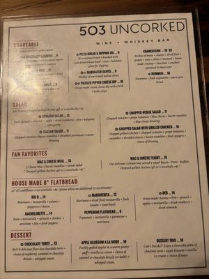 Menu photo 1 503 Uncorked Sherwood, OR