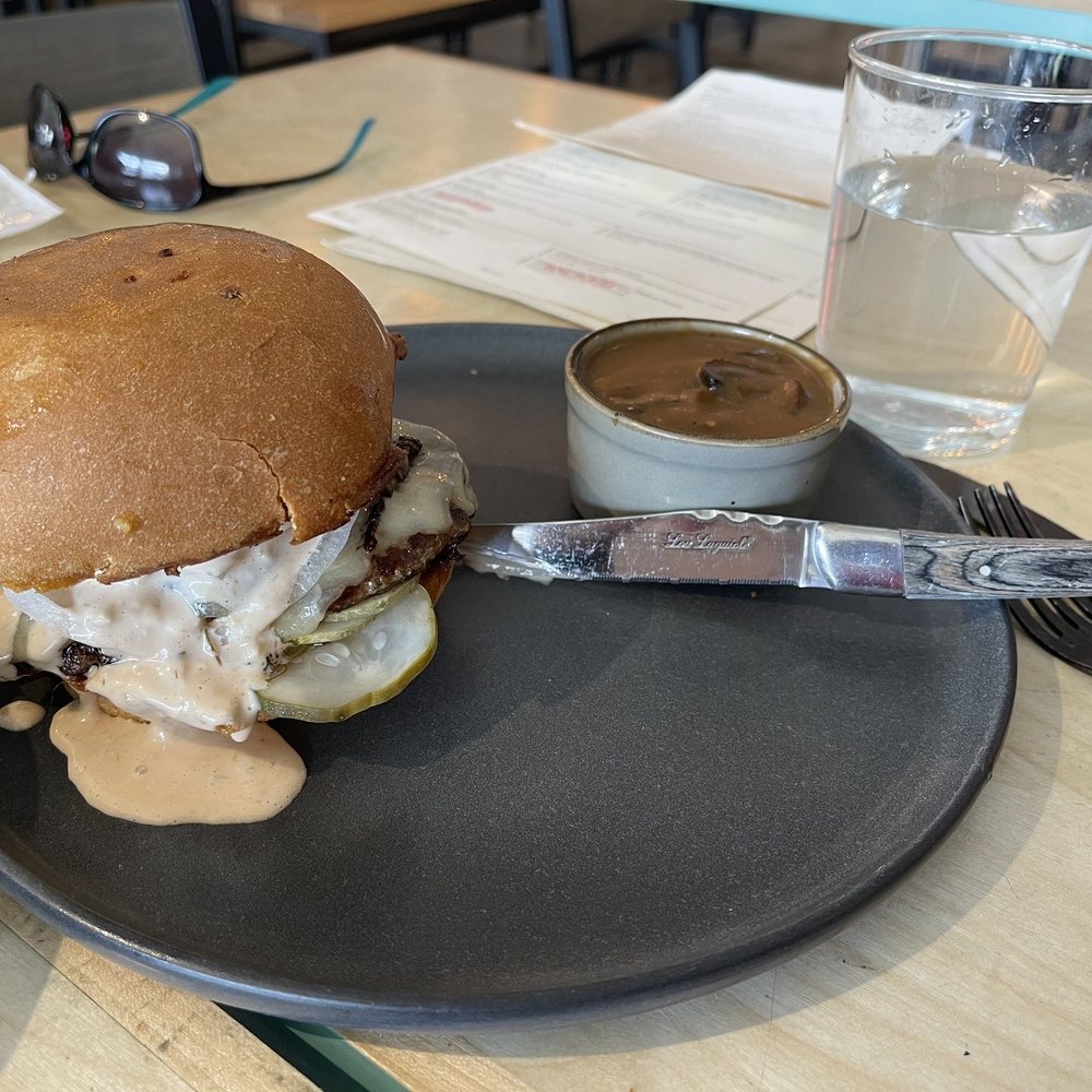 Lauter - Burger with mushroom gravy for dipping - New American Near Me - Nashville, Tennessee Lauter - Burger with mushroom gravy for dipping - New American Near Me - Nashville, Tennessee