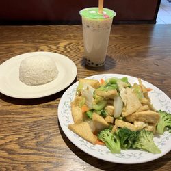 Chow Bar - Rainbow tofu, green bean milk tea w/ boba