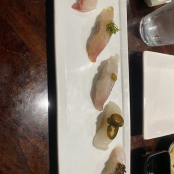 Nana San - Omakase nigiris ( I literally can't remember what these fish were but they are DELICIOUS) - Sushi Bars Near Me - Newport Beach, California Nana San - Omakase nigiris ( I literally can't remember what these fish were but they are DELICIOUS) - Sushi Bars Near Me - Newport Beach, California