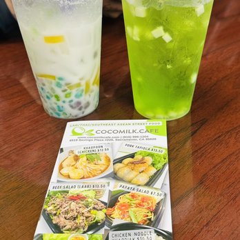 Cocomilk Cafe - Coconut Pandan on right, can't remember the name for the left. - Laotian Near Me - Sacramento, California Cocomilk Cafe - Coconut Pandan on right, can't remember the name for the left. - Laotian Near Me - Sacramento, California