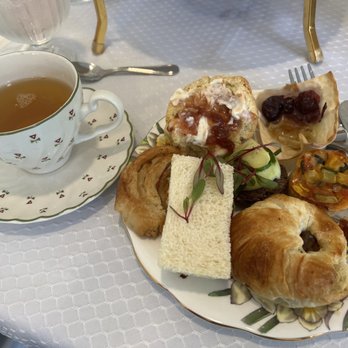 Queens TeaHouse - Spring high tea plate and tea - Tea Rooms Near Me - Parkland, Florida