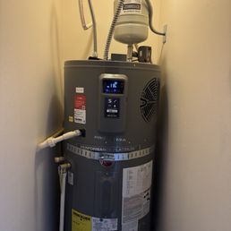 Heat pump water heater installation. We couldn't go any bigger in this space but this worked really well for us! Heat pump water heater installation. We couldn't go any bigger in this space but this worked really well for us!