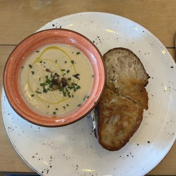 Knox Bistro - Soup & Sandwich du Jour: Cauliflower Soup with grilled cheese - Breakfast & Brunch Near Me - Dallas, Texas
