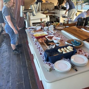 Schooner Stephen Taber - Haley the sou chef making sure everything looks great !   She is part of the crew and did an amazing job in the kitchen with Chef juice ! - Boating Near Me - Rockland, Maine