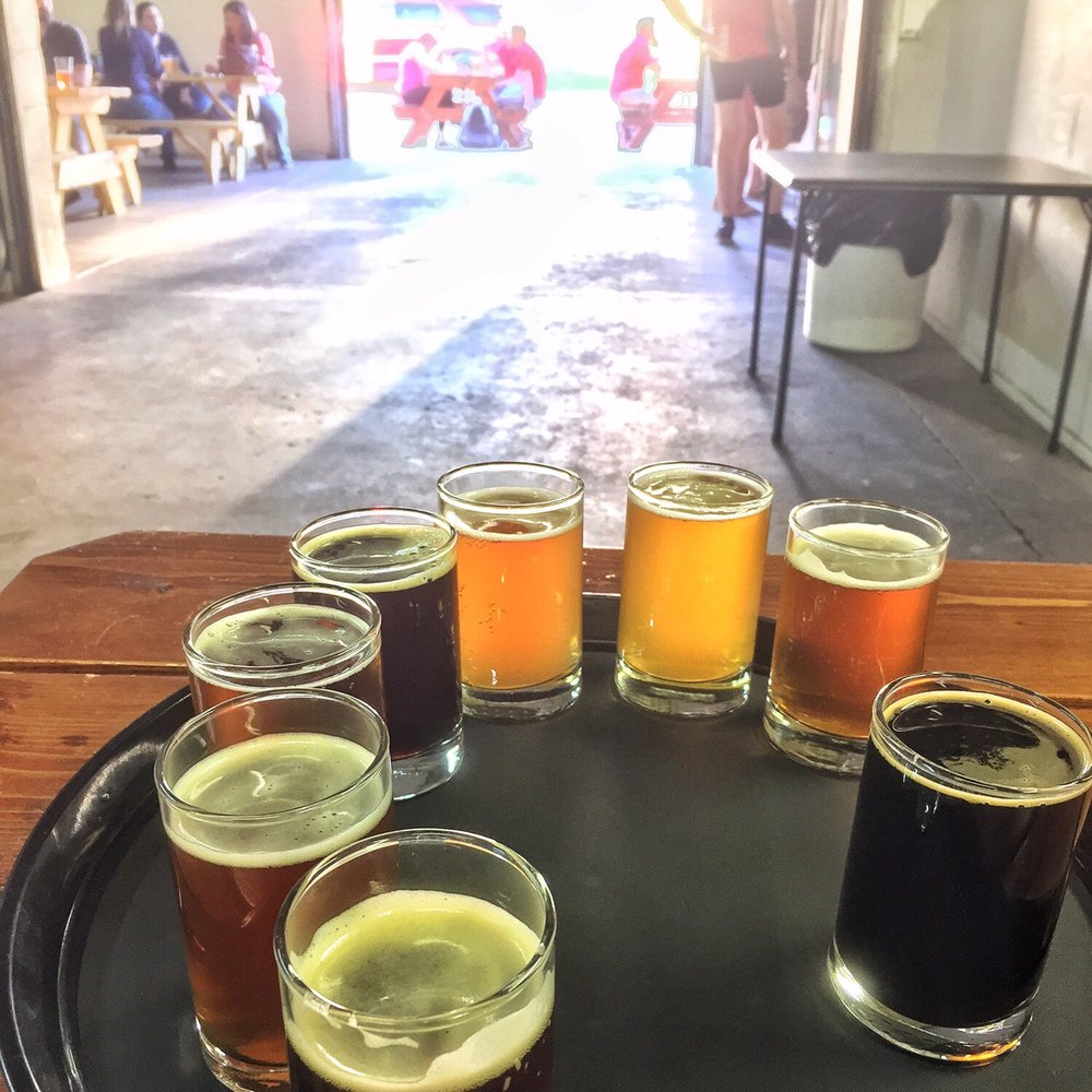 Big Head Brewing - A flight plus a view from inside facing out. - Venues & Event Spaces Near Me - Wauwatosa, Wisconsin