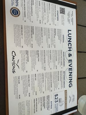 Menu photo 2 Canyons Restaurant at The Crossings Carlsbad, CA