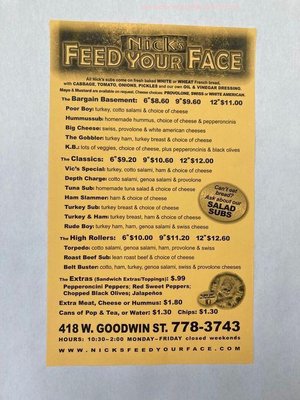 Menu photo 2 Nick's Feed Your Face Prescott, AZ
