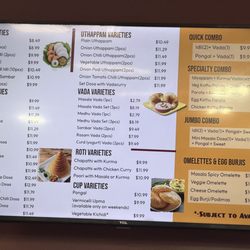 Madhura Cafe - Menu