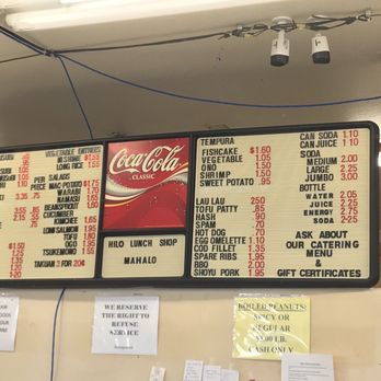 Hilo Lunch Shop - Menu as of 11/2020 - Japanese Near Me - Hilo, Hawaii Hilo Lunch Shop - Menu as of 11/2020 - Japanese Near Me - Hilo, Hawaii