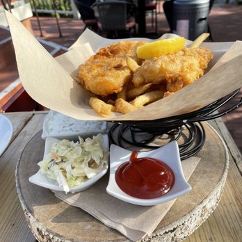 Sur at The Barnyard - Tempura Seabass Fish and Chips Dinner - New American Near Me - Carmel, California Sur at The Barnyard - Tempura Seabass Fish and Chips Dinner - New American Near Me - Carmel, California