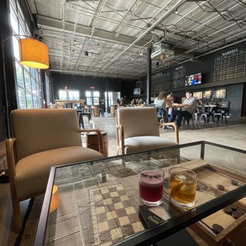 ASW Whiskey Exchange - a checkerboard table and chairs - Distilleries Near Me - Atlanta, Georgia