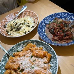 Bella Limone - Lemon spaghetti, spicy vodka rigatoni, beef tenderloin medallions