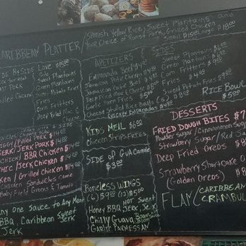 Flavors - a menu on a blackboard - Caribbean Near Me - Simsbury, Connecticut