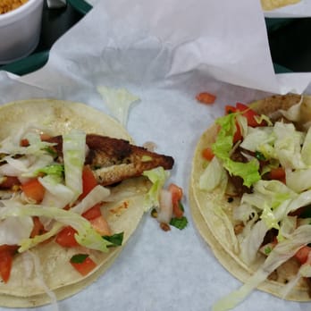 Beto's Taquería - Left - fish taco Right - pork taco (I dressed it up at the topping bar) - Mexican Near Me - Houston, Texas