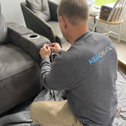New Creations - Joe making bespoke repairs to our damaged sectional during a move. Local artistry!