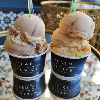 Death in Venice Gelato - Pumpkin Stout Vanilla Caramel, Peach Champagne, Boozy Tiramisu, Pistachio Yoghurt & Baklava. - Ice Cream & Frozen Yogurt Near Me - Toronto, Ontario Death in Venice Gelato - Pumpkin Stout Vanilla Caramel, Peach Champagne, Boozy Tiramisu, Pistachio Yoghurt & Baklava. - Ice Cream & Frozen Yogurt Near Me - Toronto, Ontario