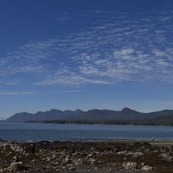 Alaska Fireweed Adventures - Beach at low tide with beautiful mountains in the background