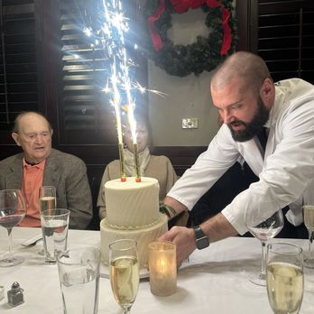 Rick Erwin's Eastside - I brought this cake but they put these candles on for us - Steakhouses Near Me - Greenville, South Carolina
