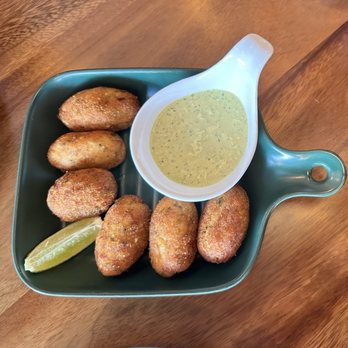 Rustic 21 Bistro - Bolinho de Bacalhau | Salt cod croquettes served with tartar sauce. - Brazilian Near Me - Jacksonville, Florida