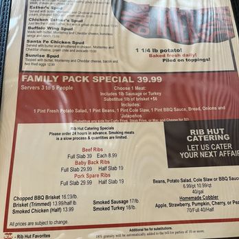 Rib Hut - Menu - Barbeque Near Me - El Paso, Texas Rib Hut - Menu - Barbeque Near Me - El Paso, Texas